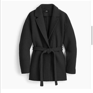 J.Crew Black Camille Wrap Coat in Italian Boiled Wool